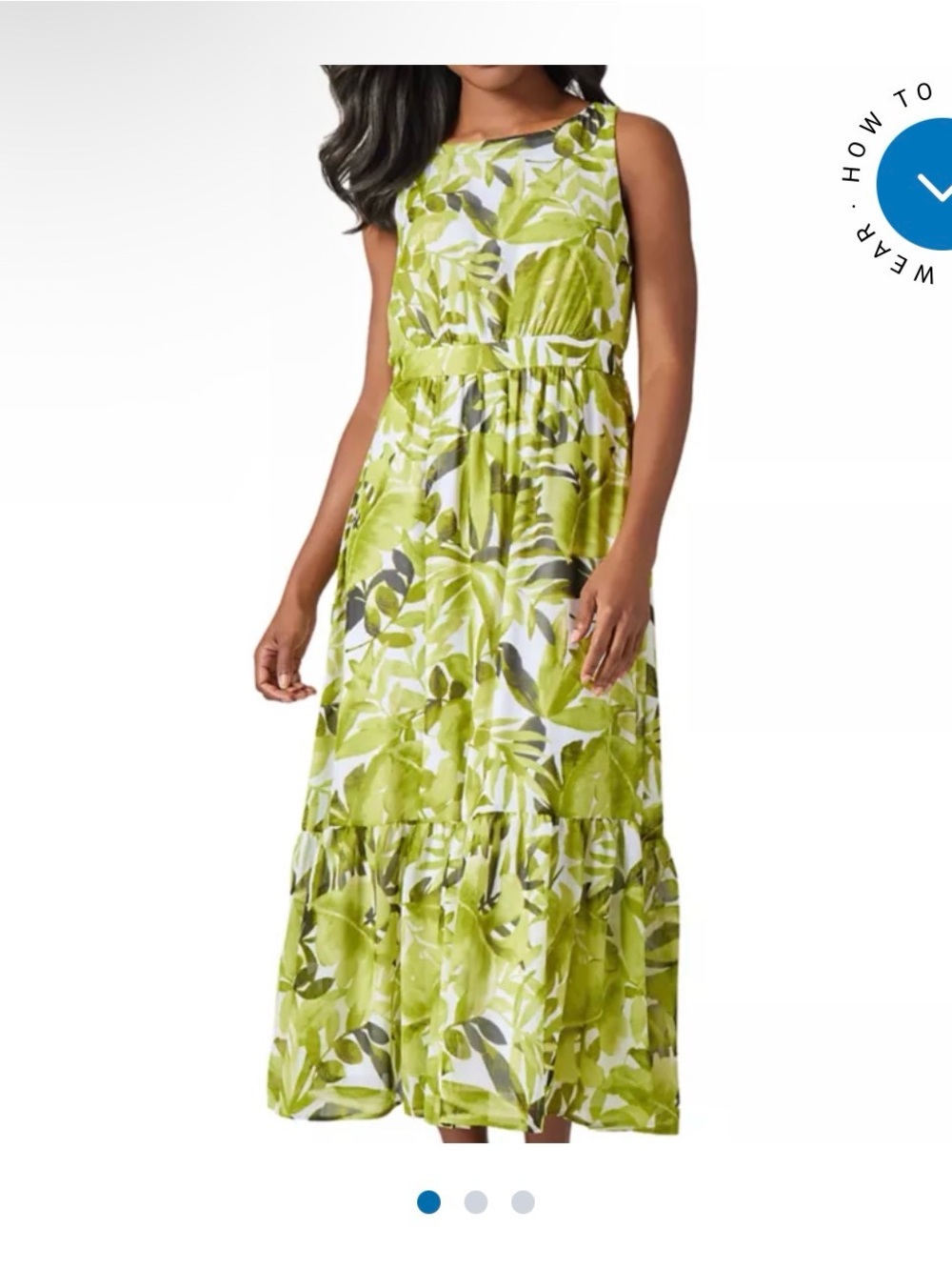 Kasper Lime Green and White Botanical Print Maxi Dress